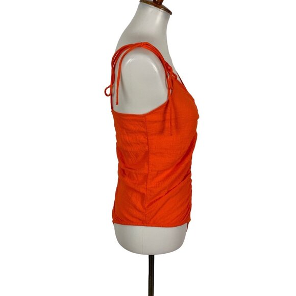 Zara Orange Bodysuit Large Tie Shoulder Slim Fit Summer Night Out - Picture 4 of 6
